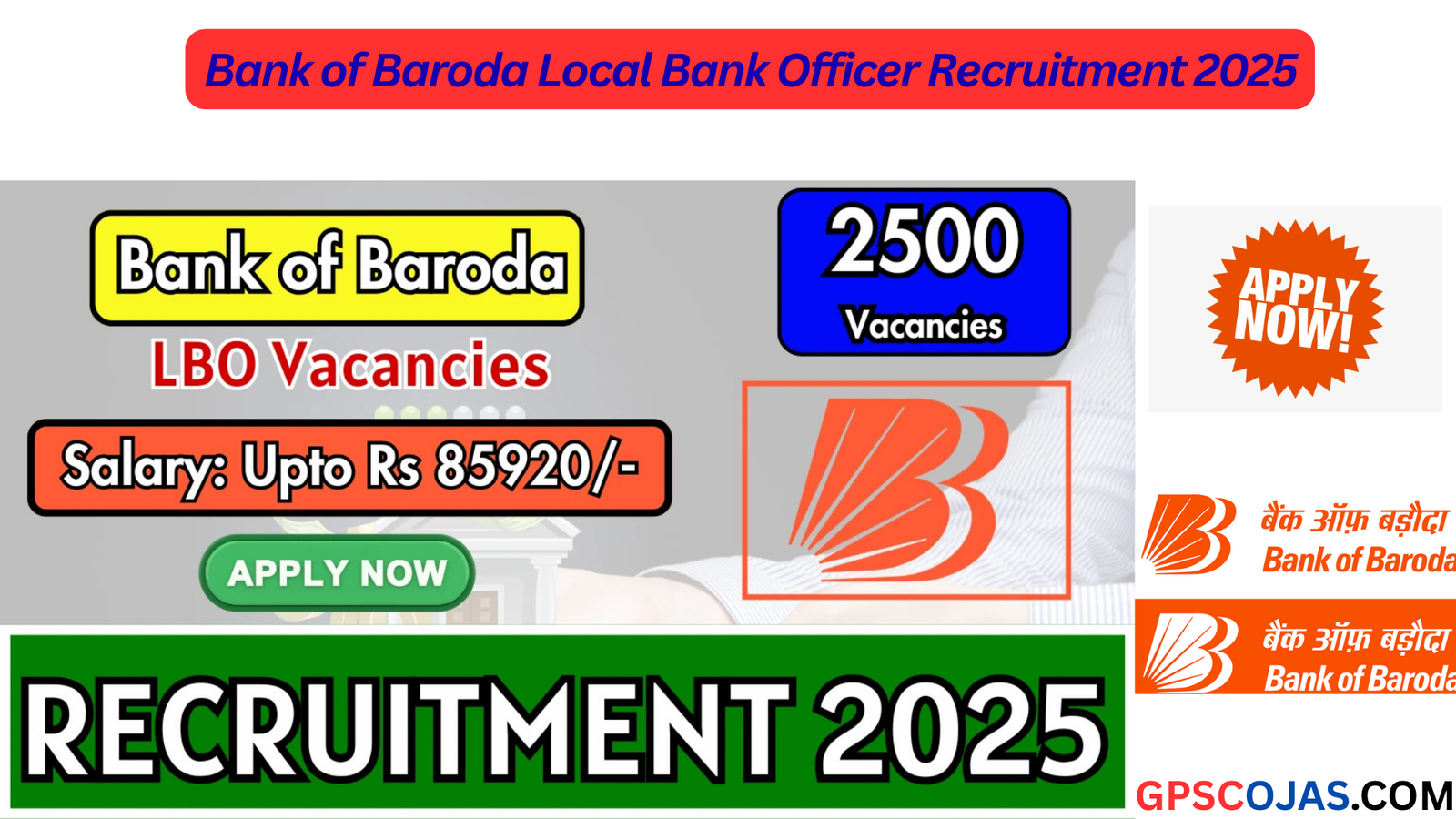Bank of Baroda Local Bank Officer Recruitment 2025